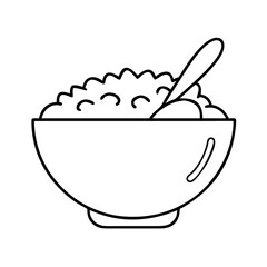 oatmeal bowl icon, oatmeal bowl line art - simple line art of oatmeal bowl, perfect for oatmeal bowl logos and icons