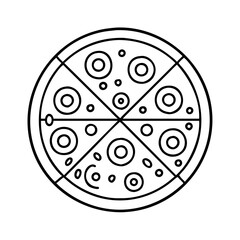 pepperoni pizza icon, pepperoni pizza line art - simple line art of pepperoni pizza, perfect for pepperoni pizza logos and icons