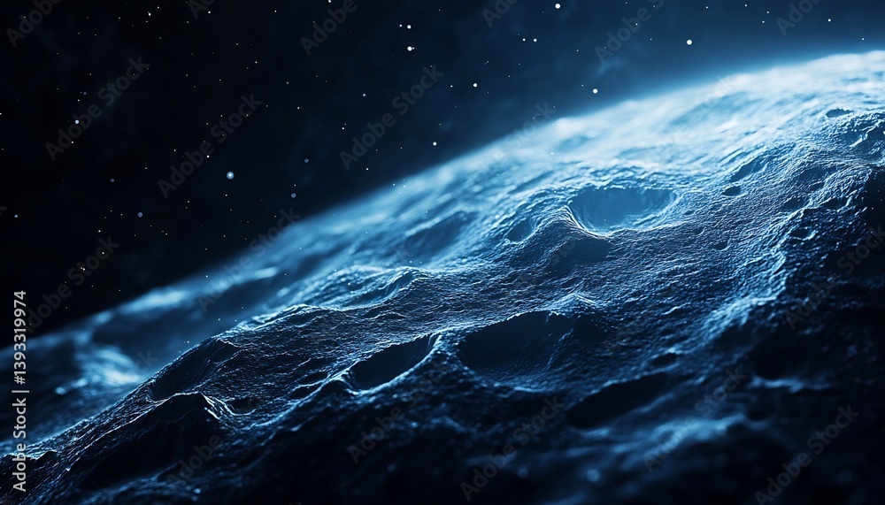Aufkleber Intriguing closeup of a cratered lunar surface with cosmic elements in the backdrop of space : Generative AI