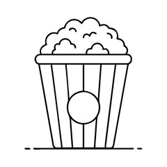 popcorn bucket icon, popcorn bucket line art - simple line art of popcorn bucket, perfect for popcorn bucket logos and icons