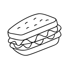 sandwich icon, sandwich line art - simple line art of sandwich, perfect for sandwich logos and icons
