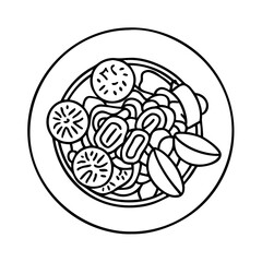 stir fry vegetables icon, stir fry vegetables line art - simple line art of stir fry vegetables, perfect for stir fry vegetables logos and icons