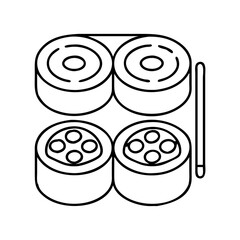 sushi roll icon, sushi roll line art - simple line art of sushi roll, perfect for sushi roll logos and icons
