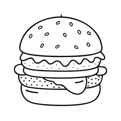 veggie burger icon, veggie burger line art - simple line art of veggie burger, perfect for veggie burger logos and icons