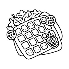 waffle with berries icon, waffle with berries line art - simple line art of waffle with berries, perfect for waffle with berries logos and icons