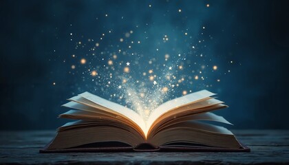 Magical Knowledge Unleashed: An Open Book Sparkling with Enchanting Energy  
