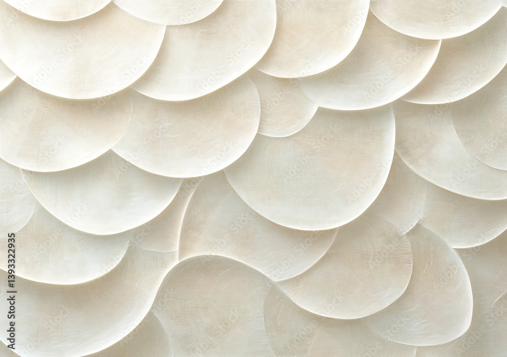Aufkleber Abstract White Scaled Texture Background Elegant Neutral Pattern for Modern Design Smooth and Curvy Wall Decoration Backdrop : Generative AI