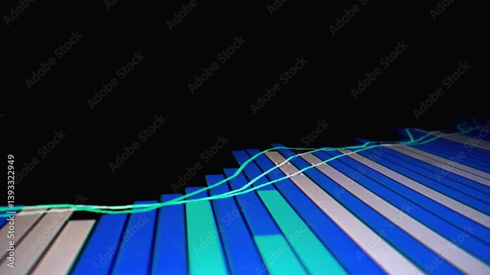 Poster closeup macro shot movement of stock graph displayed on led screen showing growth chart as economic 