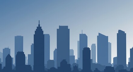 Obraz premium Cityscape Silhouette with Blue Hue Creating a Calming Urban Scene