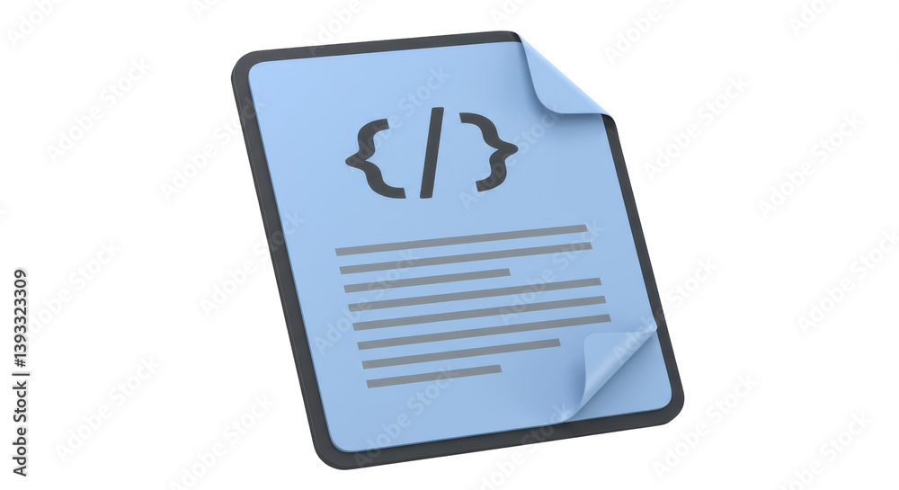 Poster isolated code file icon with braces symbolizing software development