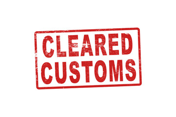 Rubber stamping that says 'Cleared Customs'.