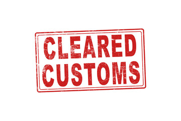 Rubber stamping that says 'Cleared Customs'.