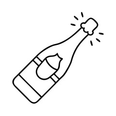 champagne bottle icon, champagne bottle line art - simple line art of champagne bottle, perfect for champagne bottle logos and icons