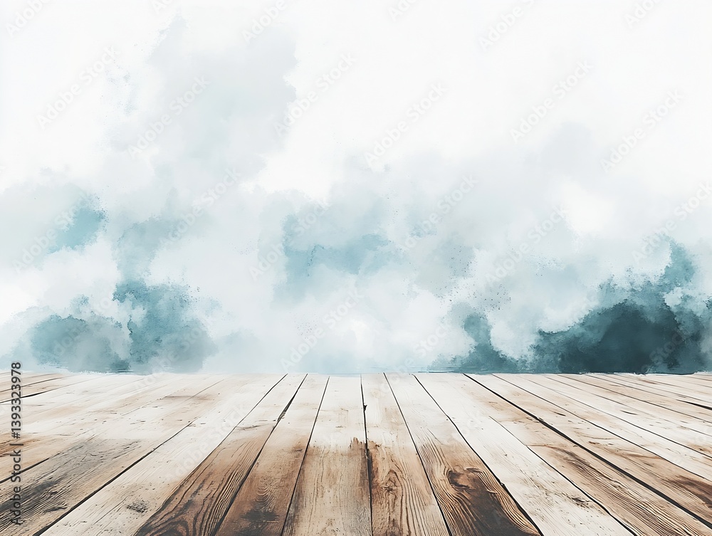 Aufkleber inspiring watercolor backdrop featuring a serene wooden floor ideal for creative and artistic projec