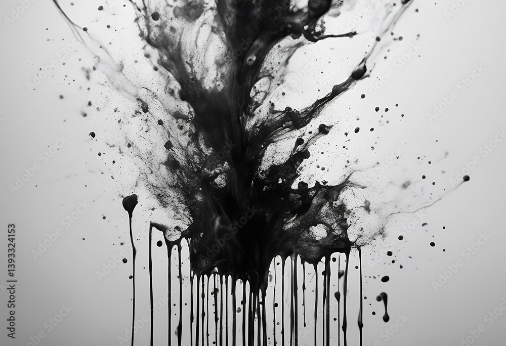Sticker ink abstract black splash splashing illustration spot artistic texture shape element paint design wa