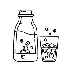 cold brew coffee icon, cold brew coffee line art - simple line art of cold brew coffee, perfect for cold brew coffee logos and icons