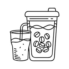 cold brew coffee icon, cold brew coffee line art - simple line art of cold brew coffee, perfect for cold brew coffee logos and icons