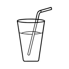drinking straw in glass icon, drinking straw in glass line art - simple line art of drinking straw in glass, perfect for drinking straw in glass logos and icons
