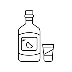 gin bottle icon, gin bottle line art - simple line art of gin bottle, perfect for gin bottle logos and icons