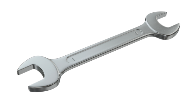 Isolated Silver Wrench Tool with Markings for Repair or Maintenance