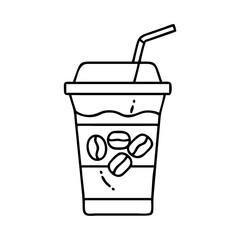 iced coffee icon, iced coffee line art - simple line art of iced coffee, perfect for iced coffee logos and icons