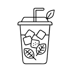 iced tea icon, iced tea line art - simple line art of iced tea, perfect for iced tea logos and icons
