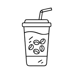 iced coffee icon, iced coffee line art - simple line art of iced coffee, perfect for iced coffee logos and icons