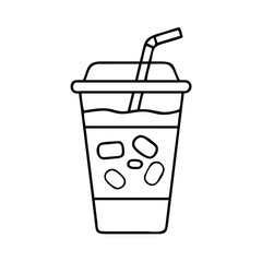 iced coffee icon, iced coffee line art - simple line art of iced coffee, perfect for iced coffee logos and icons