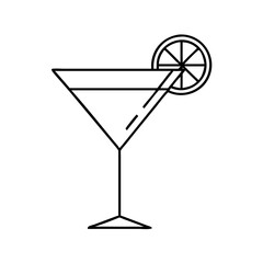 martini glass with lemon twist icon, martini glass with lemon twist line art - simple line art of martini glass with lemon twist, perfect for martini glass with lemon twist logos and icons