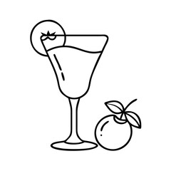 peach bellini icon, peach bellini line art - simple line art of peach bellini, perfect for peach bellini logos and icons