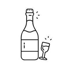 prosecco bottle icon, prosecco bottle line art - simple line art of prosecco bottle, perfect for prosecco bottle logos and icons