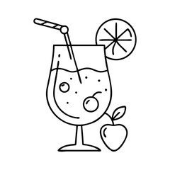 punch glass with cherry icon, punch glass with cherry line art - simple line art of punch glass with cherry, perfect for punch glass with cherry logos and icons