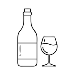 red wine bottle icon, red wine bottle line art - simple line art of red wine bottle, perfect for red wine bottle logos and icons