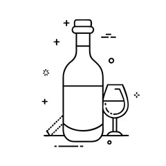 red wine bottle icon, red wine bottle line art - simple line art of red wine bottle, perfect for red wine bottle logos and icons