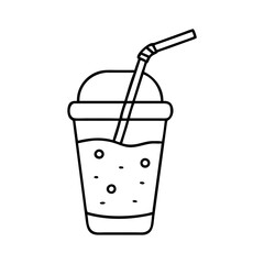 smoothie with straw icon, smoothie with straw line art - simple line art of smoothie with straw, perfect for smoothie with straw logos and icons