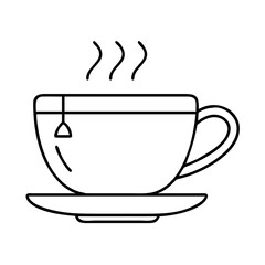 tea cup with saucer icon, tea cup with saucer line art - simple line art of tea cup with saucer, perfect for tea cup with saucer logos and icons