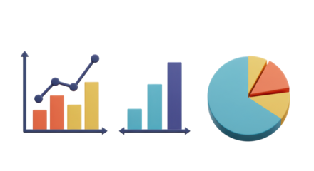 Isolated Graph Chart and Pie Chart for Data Analysis