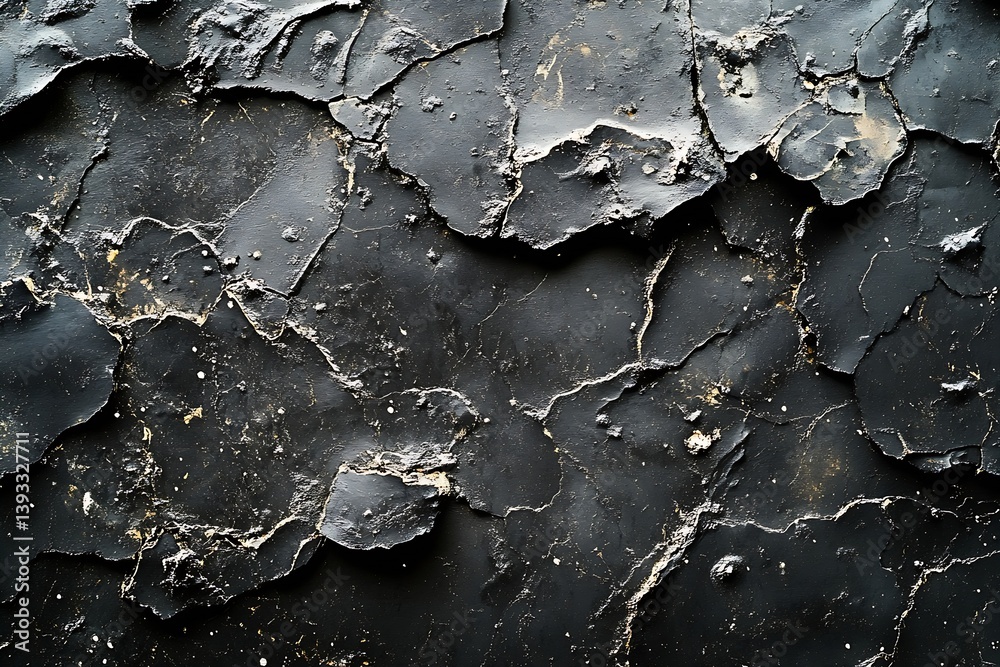 Aufkleber black cracked paint texture background with grunge surface ideal for artistic and design overlays : 