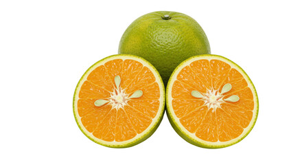 Isolated Green Orange Cut in Half