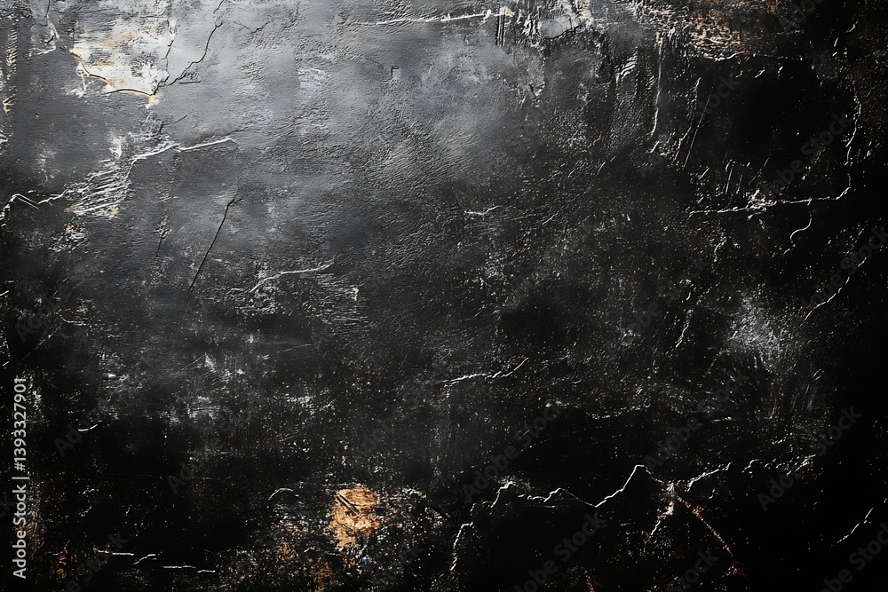 Poster Abstract Dark Grunge Texture Background with Cracks and Spots for Design Wall Surface Painted Black Old Vintage Art Backdrop : Generative AI