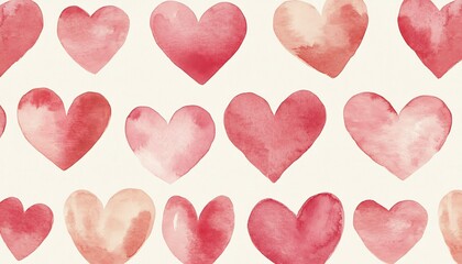 Obraz premium Charming watercolor hearts in delicate red tones forming a lovely background perfect for any romantic occasion : Generative AI