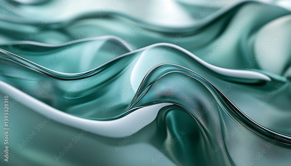 Leinwandbilder beautifully flowing aqua fabric in abstract design capturing light and movement : generative ai