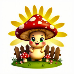 Adorable baby panda in green hoodie surrounded by hearts and butterflies cute cartoon art with soft colors