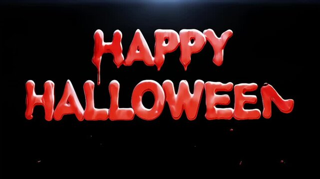 3d animated text happy halloween with blood dripping style, 4k resolution footage