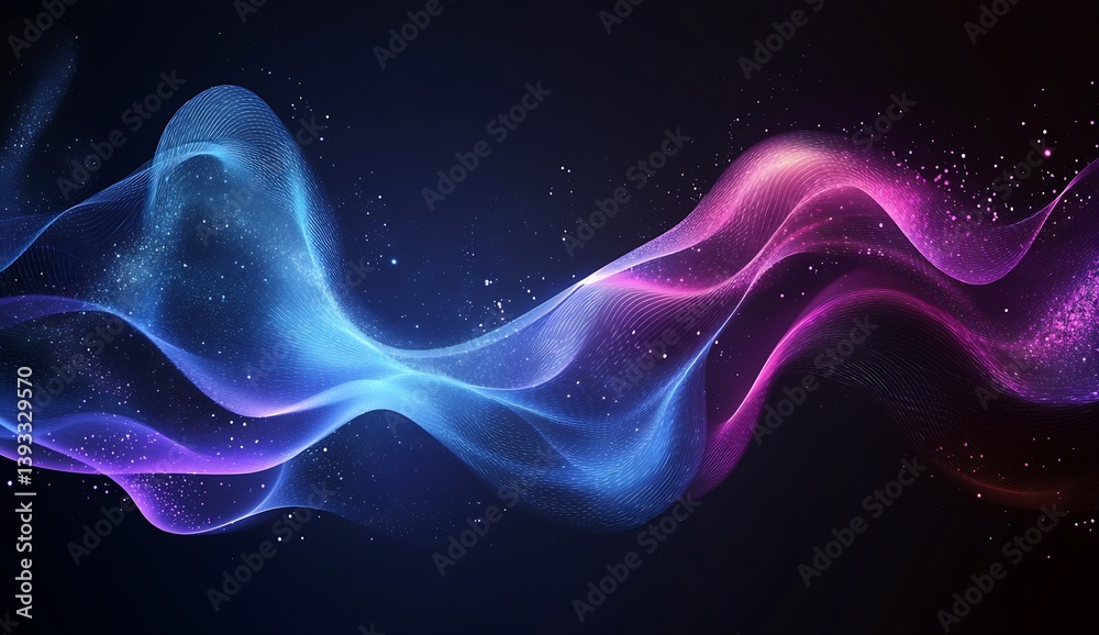 Poster stunning digital abstract wave design with harmonious flow of vibrant pink blue and purple colors ag