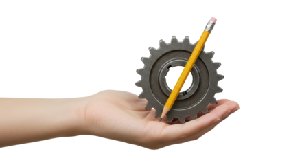 Isolated Hand holding Metal Gear