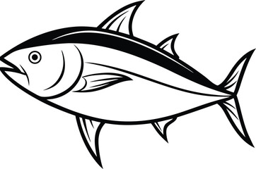 Tuna Fish Line Art design And White Background 