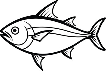 Tuna Fish Line Art design And White Background 