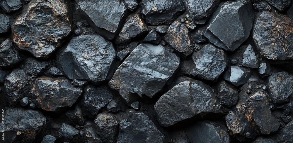 Aufkleber dramatic dark slate rock texture with depth and shadow play for close up photography : generative ai