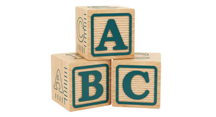 Isolated Stack of Wooden Alphabet Blocks for Children